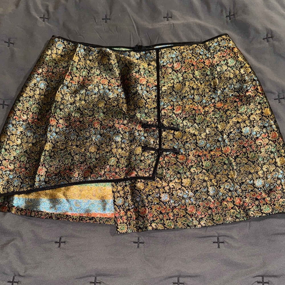 Floral Brocade Mini Skirt